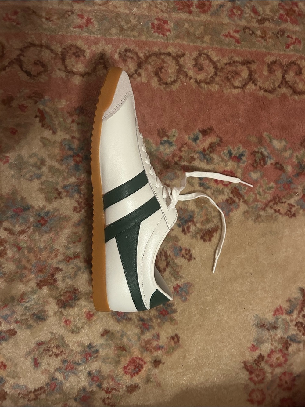 Gola White Sneaker with Green Stripes and Gum Sole - Picture 4 of 4